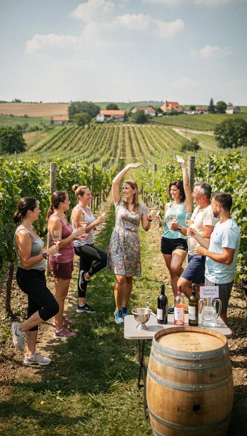 Nő, aki a falnak támaszkodva végez egyensúlyozó gyakorlatot.