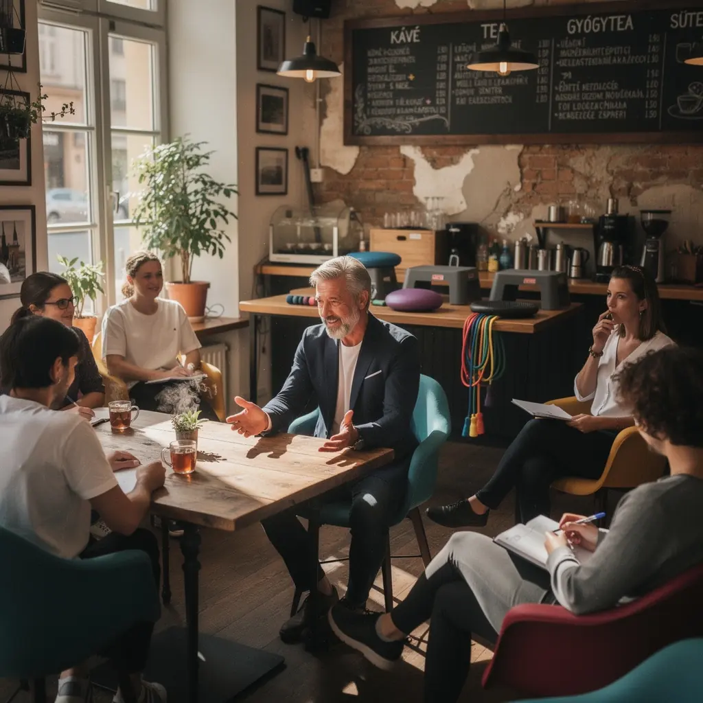 Családtagok együtt edzenek online, szórakoztató légkörben.