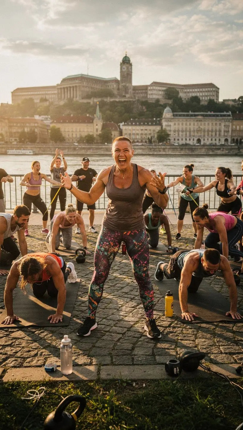 Férfi, aki egy fitneszlabdán egyensúlyozik, fejlesztve az izmait.